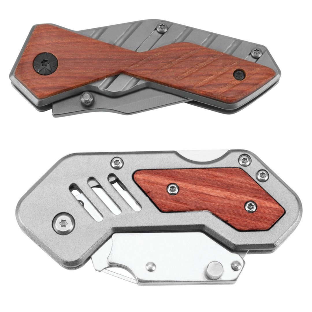 Performance Tool Utility Knife, Foldable, Red Hardwood and Anodized Aluminum Handle, With Reusable Eva Foam Storage Tray – W9373