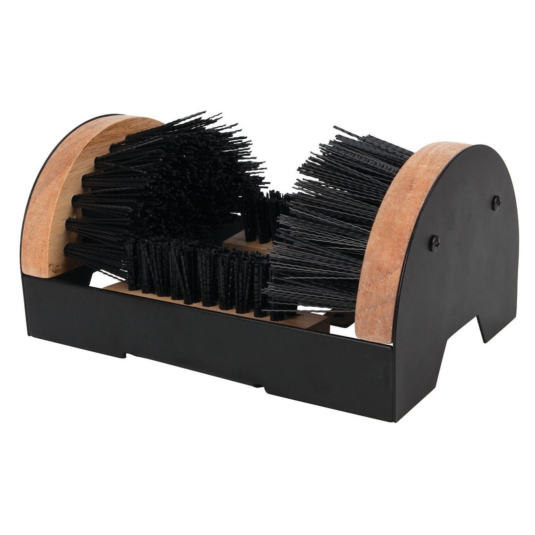 Performance Tool Boot Brush, Attaches to Any Surface, Brushes on Bottom and Sides, Wood Blocks with Heavy Duty Steel Frame, Poly Bristles – W9451