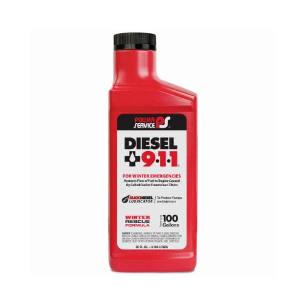 Powerservice Fuel Anti-Gel, Diesel 911 ®, Use to Prevent Fuel Gelling/ De-Ice Frozen Fuel-Filters, 26 Ounce Bottle, Single – 8026