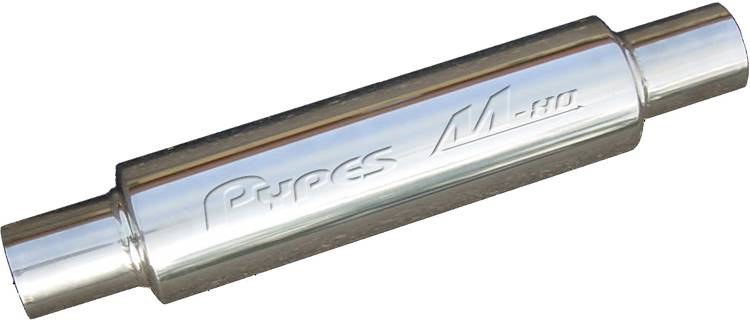Pypes Exhaus Exhaust Muffler, M-80 Series, Round 304 Stainless Steel Case, Single 2-1/2 Inch Inlet, Single 2-1/2 Inch Outlet – MVR200S