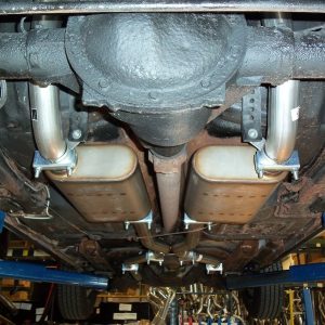 Pypes Exhaus Exhaust System Kit, Crossmember-Back System, 409 Stainless Steel, With Street Pro Series Mufflers, 2-1/2 Inch Pipe Diameter – SGF11S