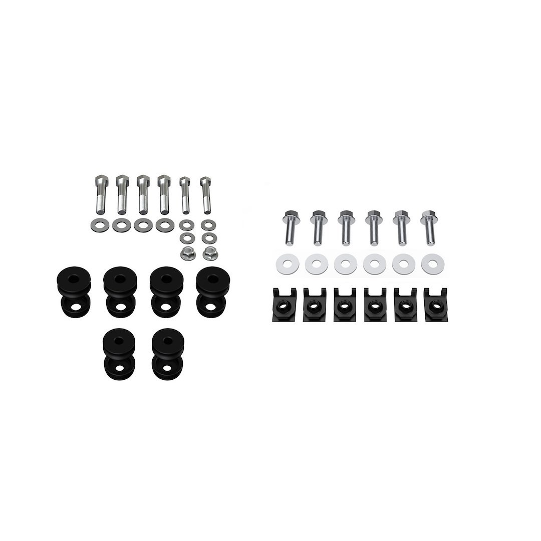 QA1 Body Mount Bushings, Black, Aluminum, With 6 Body Bushings/ 6 Bolt/ 8 Washer/ 2 Nut – 5263