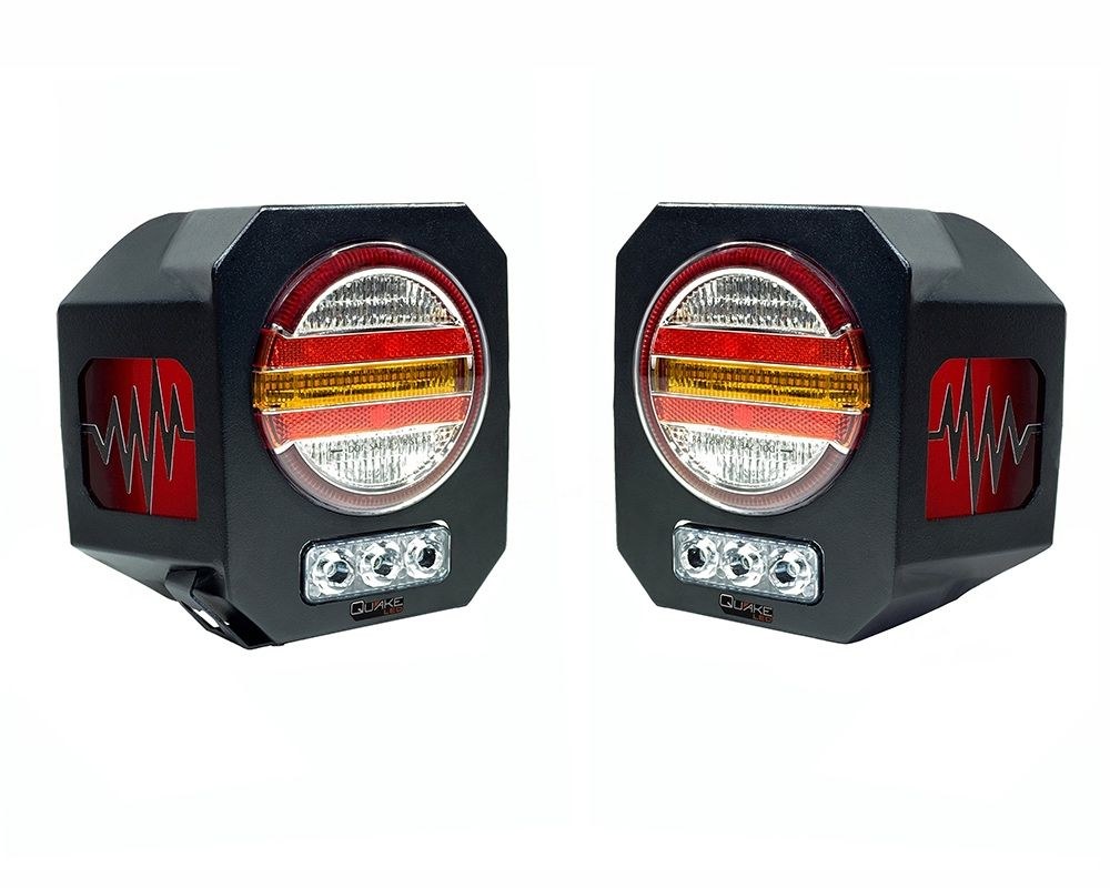Quake LED Tail Light Assembly, Impact Resistant Poly-Carbonate Lens, Multi-Color, Powder Coated Stainless Steel Black Housing – QTE1042