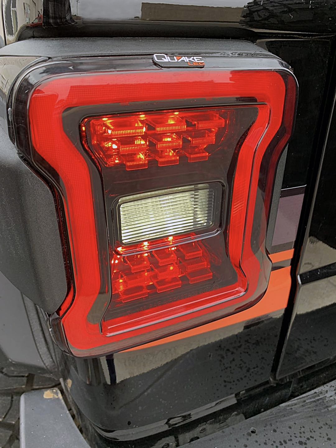 Quake LED Tail Light Assembly, Smoke Lens, Black Housing, Red/ Clear Bulbs, Set of 2 – QTE558