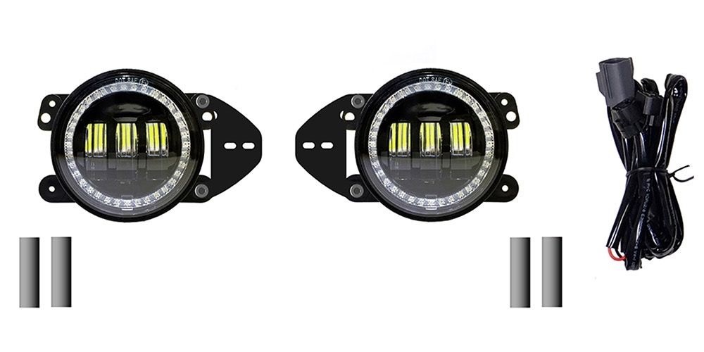 Quake LED Driving/ Fog Light, Tempest Series, LED Bulb, Clear Fog Bulb/ Clear Daytime Running Light with Amber Turn Signal, 4 Inch Round – QTE961