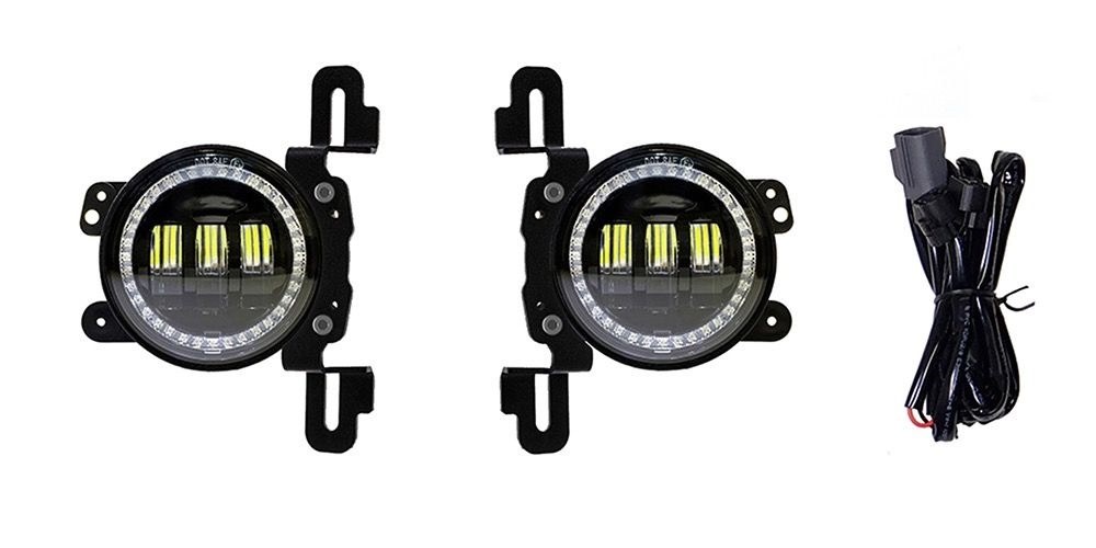 Quake LED Driving/ Fog Light, Tempest Series, LED Bulb, Clear Fog Bulb/ Clear Daytime Running Light with Amber Turn Signal, 4 Inch Round – QTE961
