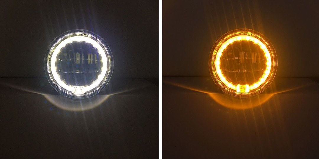 Quake LED Driving/ Fog Light, Tempest Series, LED Bulb, Clear Fog Bulb/ Clear Daytime Running Light with Amber Turn Signal, 4 Inch Round – QTE961