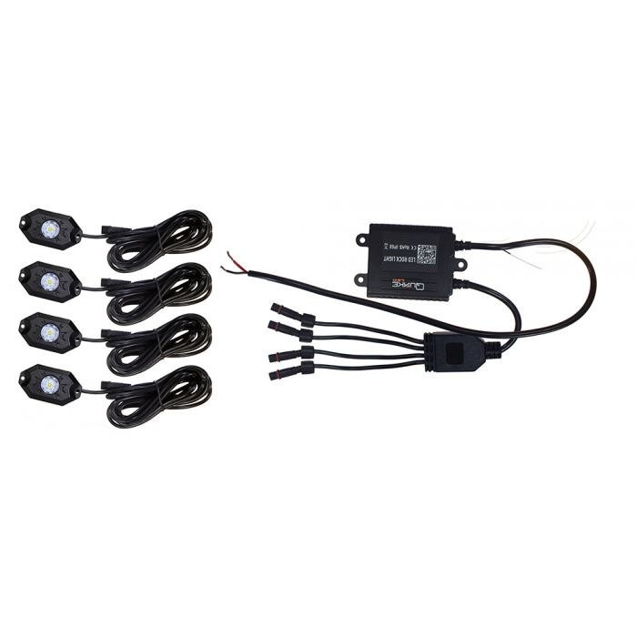 Quake LED Underbody Light Kit, Multi-Color, 4 Piece, With Bluetooth Controller/ Rgb Wires/ Vibration Pads/ Hardware – QTL1035