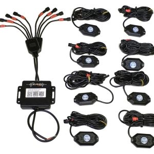 Quake LED Underbody Light Kit, Universal Mount, 3 Inch X 2 Inch Pods/ 13 Foot Wire Length Per Light, Cree LED, Rgb Bulb, Clear Lens – QTL767