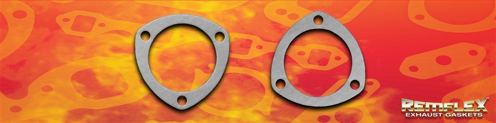 Remflex Exhaust Header Collector Gasket, 3 Inch Pipe Diameter, Triangle, Three Bolt 3-3/8 Inch Circle, Flexible Graphite – 8002