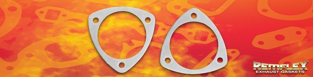 Remflex Exhaust Header Collector Gasket, 3-1/2 Inch Pipe Diameter, Triangle, Three Bolt 3-25/32 Inch Circle, Flexible Graphite – 8003