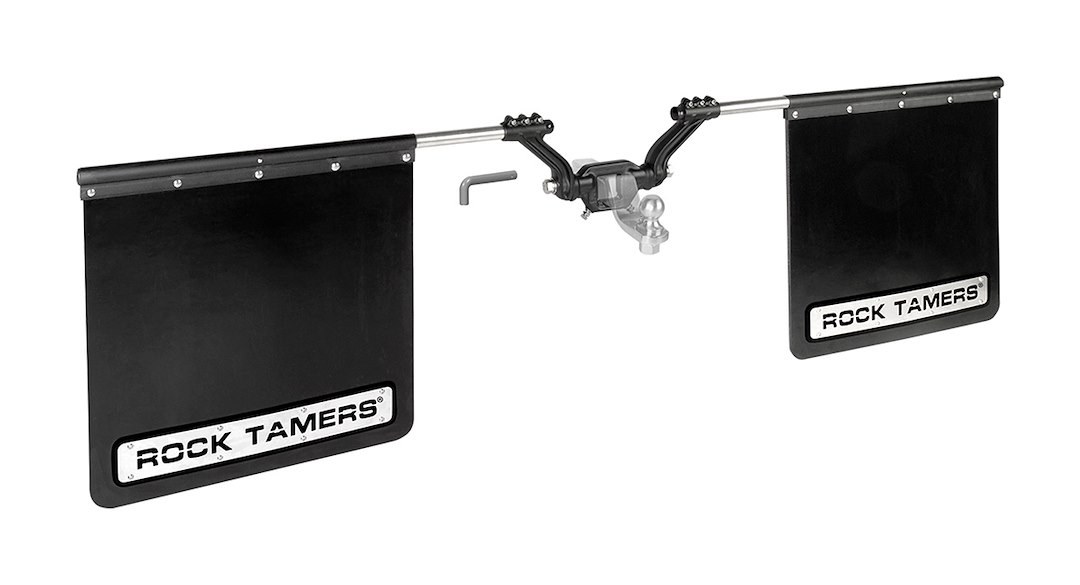 Rock Tamers Mud Flap, Cut-To-Fit 24 X 24 Inch, 2.5 Inch Receiver Mount System with 2 Mud Flaps, Flat, With Rock Tamers Logo – 00110