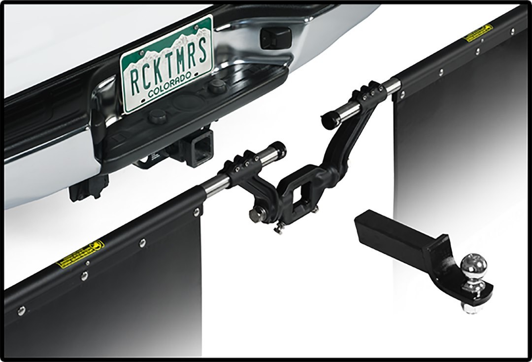 Rock Tamers Mud Flap, Cut-To-Fit 24 X 24 Inch, 3 Inch Receiver Mount System with 2 Mud Flaps, Flat, With Rock Tamers Logo, Matte Black – 00112