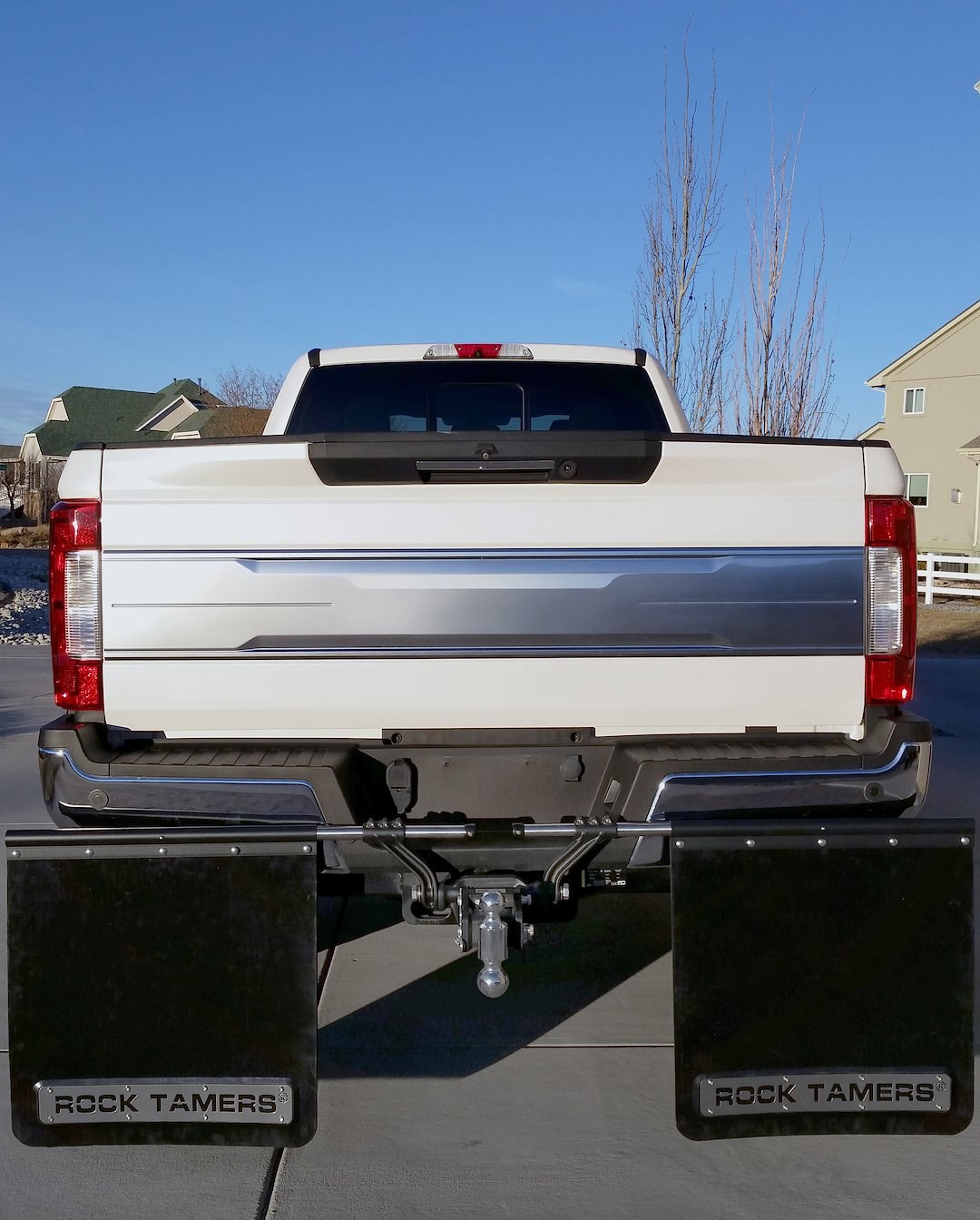 Rock Tamers Mud Flap, Cut-To-Fit 24 X 24 Inch, 3 Inch Receiver Mount System with 2 Mud Flaps, Flat, With Rock Tamers Logo, Matte Black – 00112