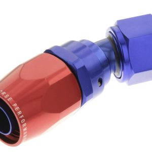 Redhorse Performance Hose End Fitting, 1030 Series, -10 AN Hose, -10 AN Outlet, 30 Degree, Anodized, Red/ Blue, Aluminum, Single – 1030-10-1