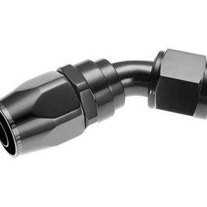 Redhorse Performance Hose End Fitting, 1045 Series, -4 AN Hose, -4 AN Outlet, 45 Degree, Anodized, Black, Aluminum, Single – 1045-04-2