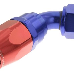 Redhorse Performance Hose End Fitting, 1060 Series, -6 AN Hose, -6 AN Outlet, 60 Degree, Anodized, Red/ Blue, Aluminum, Single – 1060-06-1