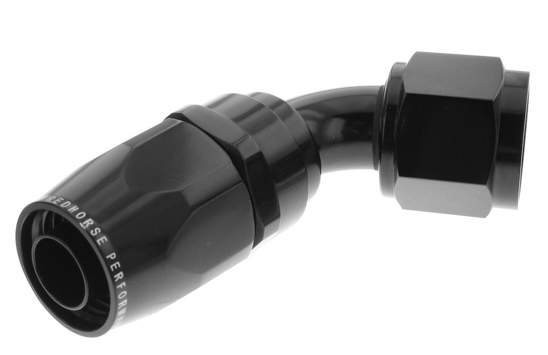 Redhorse Performance Hose End Fitting, 1060 Series, -10 AN Hose, -10 AN Outlet, 60 Degree, Anodized, Black, Aluminum, Single – 1060-10-2