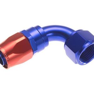 Redhorse Performance Hose End Fitting, 1090 Series, -8 AN Hose, -8 AN Outlet, 90 Degree, Anodized, Red/ Blue, Aluminum, Single – 1090-08-1