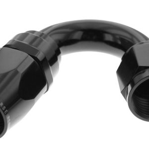Redhorse Performance Hose End Fitting, 1150 Series, -6 AN Hose, -6 AN Outlet, 150 Degree, Anodized, Black, Aluminum, Single – 1150-06-2