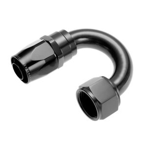 Redhorse Performance Hose End Fitting, 1180 Series, -8 AN Hose, -8 AN Outlet, 180 Degree, Anodized, Black, Aluminum, Single – 1180-08-2