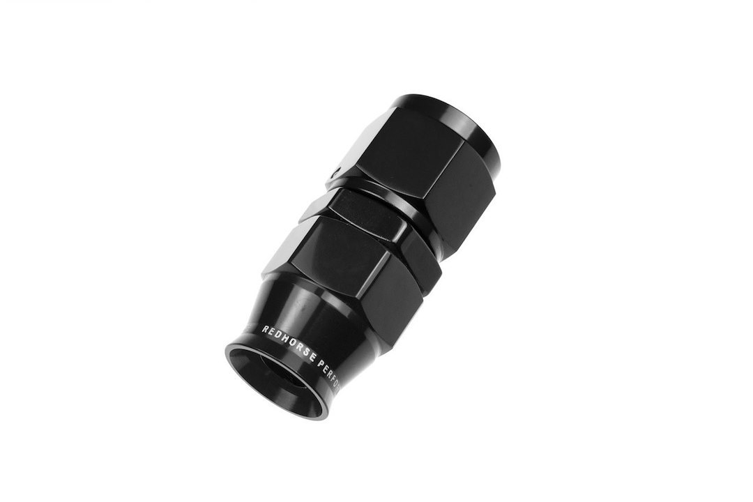 Redhorse Performance Hose End Fitting, 1200 Series, -6 AN Hose, -6 AN Outlet, Straight, PTFE, Reusable, Anodized, Black, Aluminum, Single – 1200-06-2