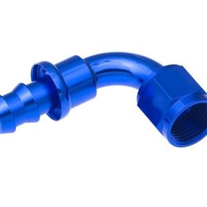 Redhorse Performance Hose End Fitting, 2090 Series, 3/8 Inch Hose, -6 AN Outlet, 90 Degree, Anodized, Red/ Blue, Aluminum, Single – 2090-06-1