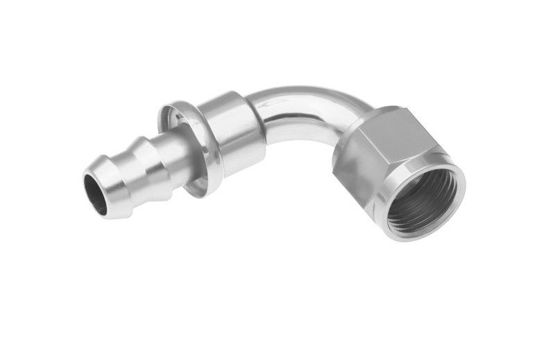 Redhorse Performance Hose End Fitting, 2090 Series, 3/8 Inch Hose, -6 AN Outlet, 90 Degree, Anodized, Clear, Aluminum, Single – 2090-06-5