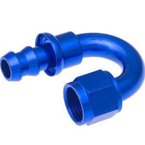 Redhorse Performance Hose End Fitting, 2180 Series, 1/2 Inch Hose, -8 AN Outlet, 180 Degree, Anodized, Red/ Blue, Aluminum, Single – 2180-08-1