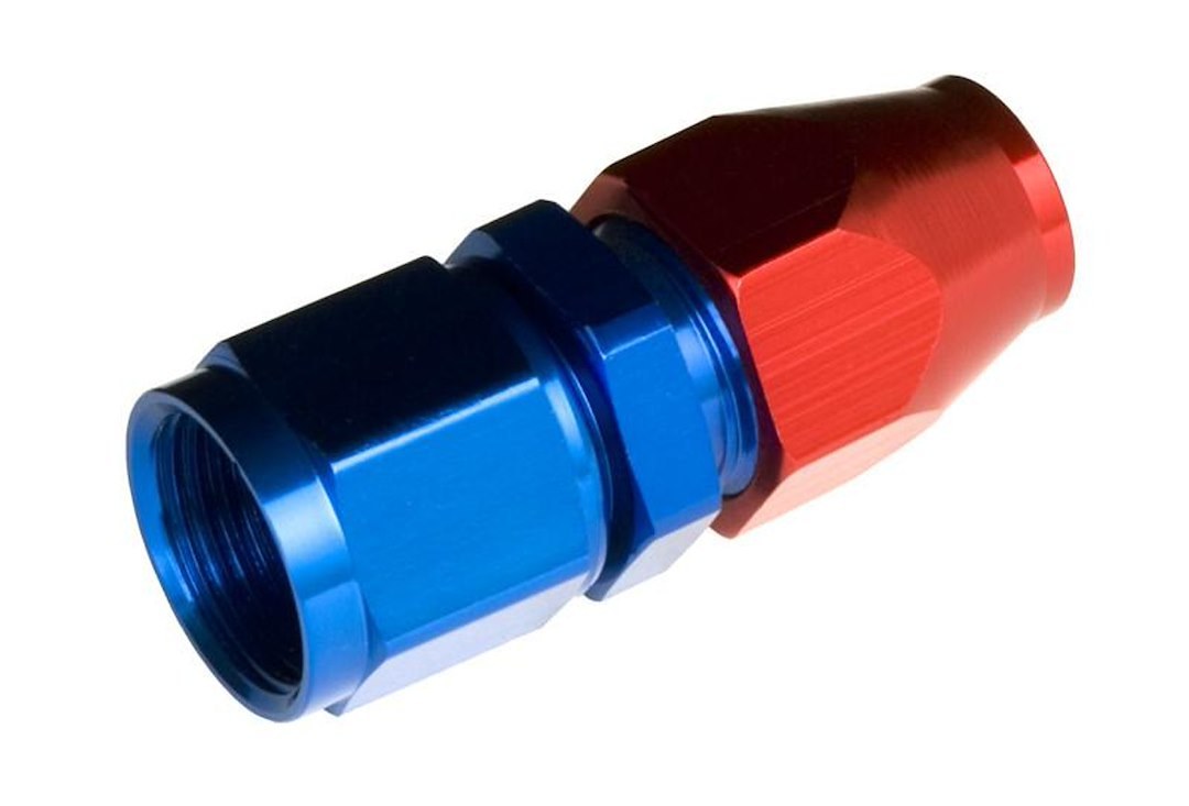 Redhorse Performance Hose End Fitting, 3000 Series, -06 AN Female Hose, 3/8 Inch Outlet, Straight, Anodized, Red/Blue, Single – 3000-06-06-1
