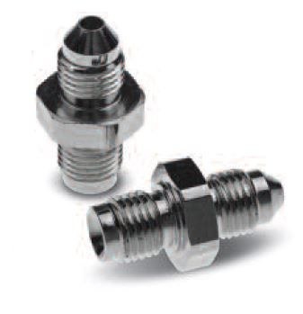 Redhorse Performance Adapter Fitting, 336 Series, -03 AN to 7/16-20 Male Inverted Flare, Anodized, Nickel-Plated, Steel, Set of 2 – 336-03-04