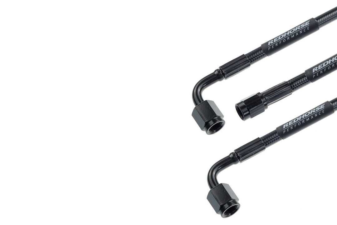 Redhorse Performance Brake Line, Rhp 3392 Series, Black, 3 AN Straight Female to -3 AN 90 Degree Female, 36 Inch Length, Single – 3392-03-36