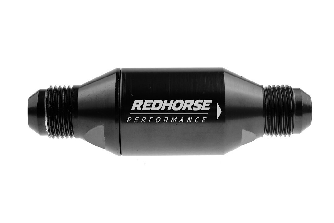 Redhorse Performance Fuel Line Check Valve, 4152 Series, -08 AN Inlet/ Outlet, 5 PSI, One Way Check Valve, Black, With PTFE Stopper – 4152-08-2