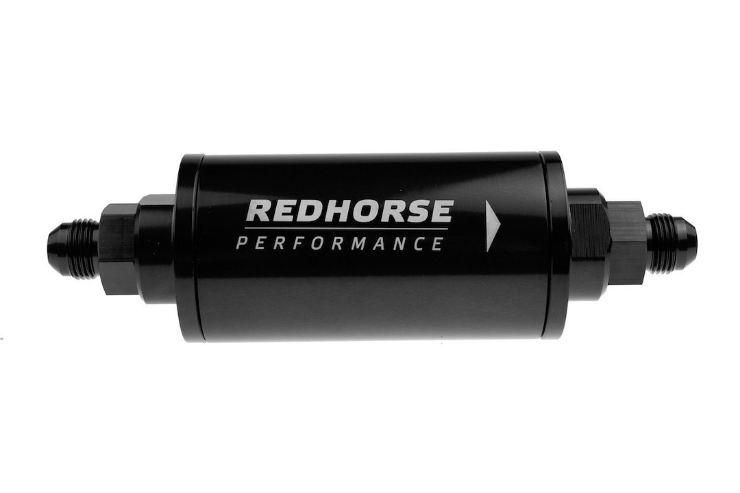 Redhorse Performance Fuel Filter, 4651 Series, Complete Assembly, IN-Line, Gasoline, -08 AN Inlet/ Outlet, 60-Micron Filter, Black – 4651-08-2