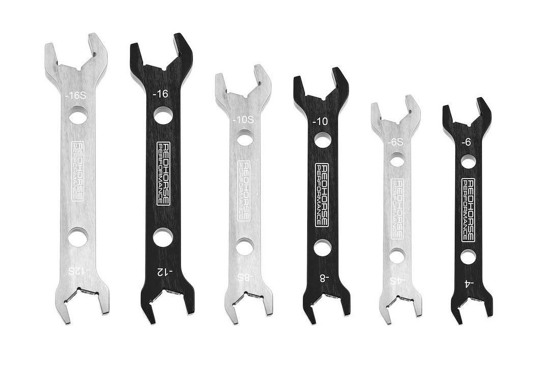 Redhorse Performance AN Fitting Wrench, 5468 Series, -04 AN to -16 AN, Anodized, Black and Silver, Aluminum, Set of 6 – 5468-1