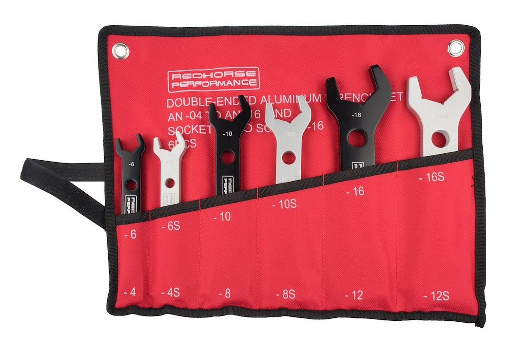 Redhorse Performance AN Fitting Wrench, 5468 Series, -04 AN to -16 AN, Anodized, Black and Silver, Aluminum, Set of 6 – 5468-1