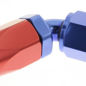 Redhorse Performance Hose End Fitting, 6060 Series, -10 AN Hose, -10 AN Outlet, 60 Degree, Anodized, Red/ Blue, Aluminum, Single – 6060-10-1
