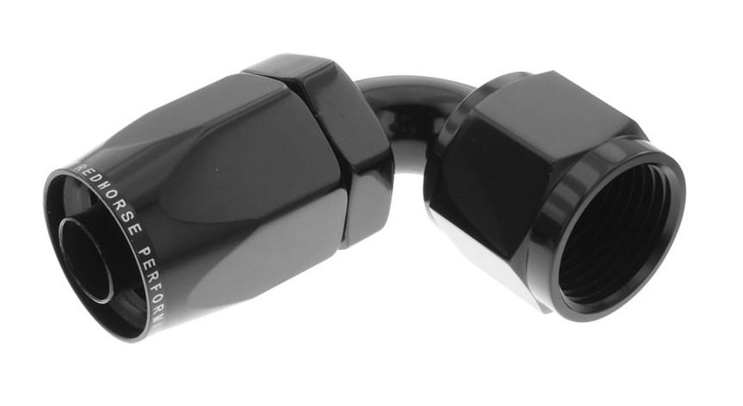 Redhorse Performance Hose End Fitting, 6090 Series, -10 AN Hose, -10 AN Outlet, 90 Degree, Anodized, Black, Aluminum, Single – 6090-10-2