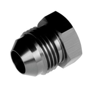 Redhorse Performance Fitting Plug/ Fitting Cap, 806 Series, -06 AN Threaded Plug, Anodized, Black, Aluminum, Single – 806-06-2