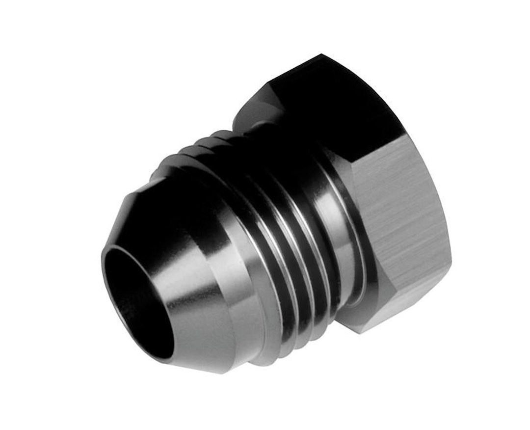 Redhorse Performance Fitting Plug/ Fitting Cap, 806 Series, -08 AN Threaded Plug, Anodized, Black, Aluminum, Single – 806-08-2