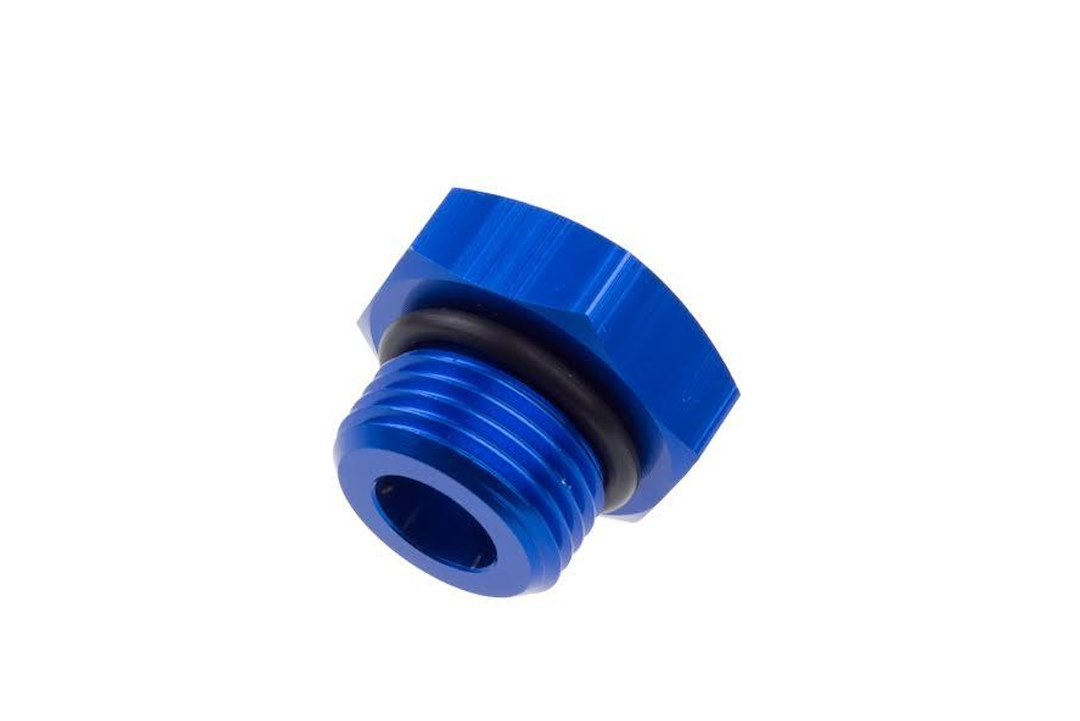 Redhorse Performance Fitting Plug/ Fitting Cap, 814 Series, -8 AN/ O-Ring Port Plug, Anodized, Blue, Aluminum, Single – 814-08-1