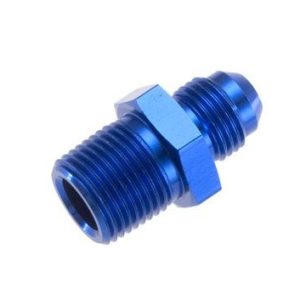 Redhorse Performance Adapter Fitting, 816 Series, -3 AN Male to 1/4 NPT Male Straight, Anodized, Blue, Aluminum, Single – 816-03-04-1
