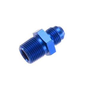 Redhorse Performance Adapter Fitting, 816 Series, -10 AN Male to 3/8 NPT Male Straight, Anodized, Blue, Aluminum, Single – 816-10-06-1