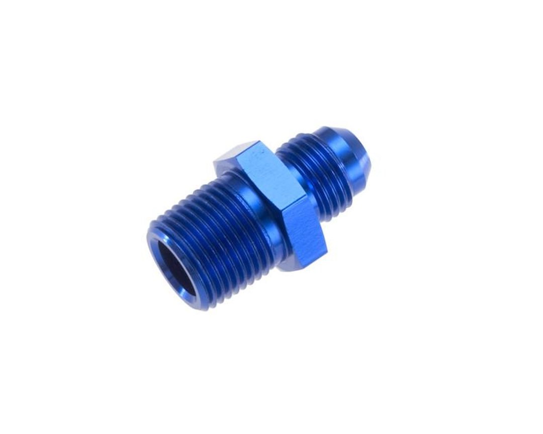 Redhorse Performance Adapter Fitting, 816 Series, -10 AN Male to 1/2 NPT Male Straight, Anodized, Blue, Aluminum, Single – 816-10-08-1