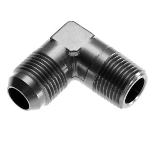 Redhorse Performance Adapter Fitting, 822 Series, -6 AN Male to 1/4 NPT Male 90 Degree, Anodized, Black, Aluminum, Single – 822-06-04-2