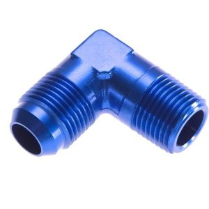 Redhorse Performance Adapter Fitting, 822 Series, -8 AN Male to 1/4 NPT Male 90 Degree, Anodized, Blue, Aluminum, Single – 822-08-04-1