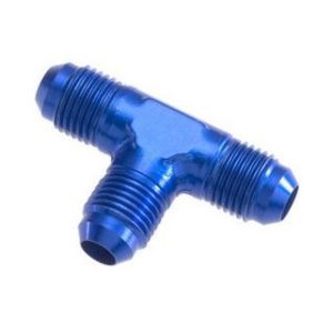 Redhorse Performance Adapter Fitting, 824 Series, -8 AN Male to -8 AN Male Tee, Anodized, Blue, Aluminum, Single – 824-08-1