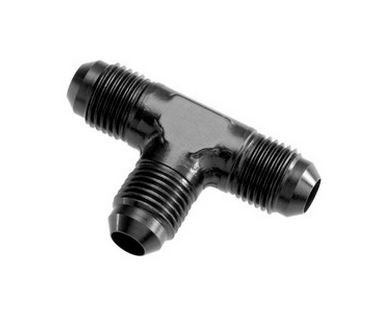 Redhorse Performance Adapter Fitting, 824 Series, -8 AN Male to -8 AN Male Tee, Anodized, Black, Aluminum, Single – 824-08-2