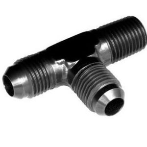 Redhorse Performance Adapter Fitting, 826 Series, -4 AN Male to 1/8 Inch NPT Male on Run Tee, Anodized, Black, Aluminum, Single – 826-04-02-2