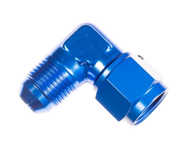 Redhorse Performance Adapter Fitting, -08 AN Female to -08 AN Male Hose, 90 Degree, Anodized, Blue, Aluminum, Single – 8290-08-08-1